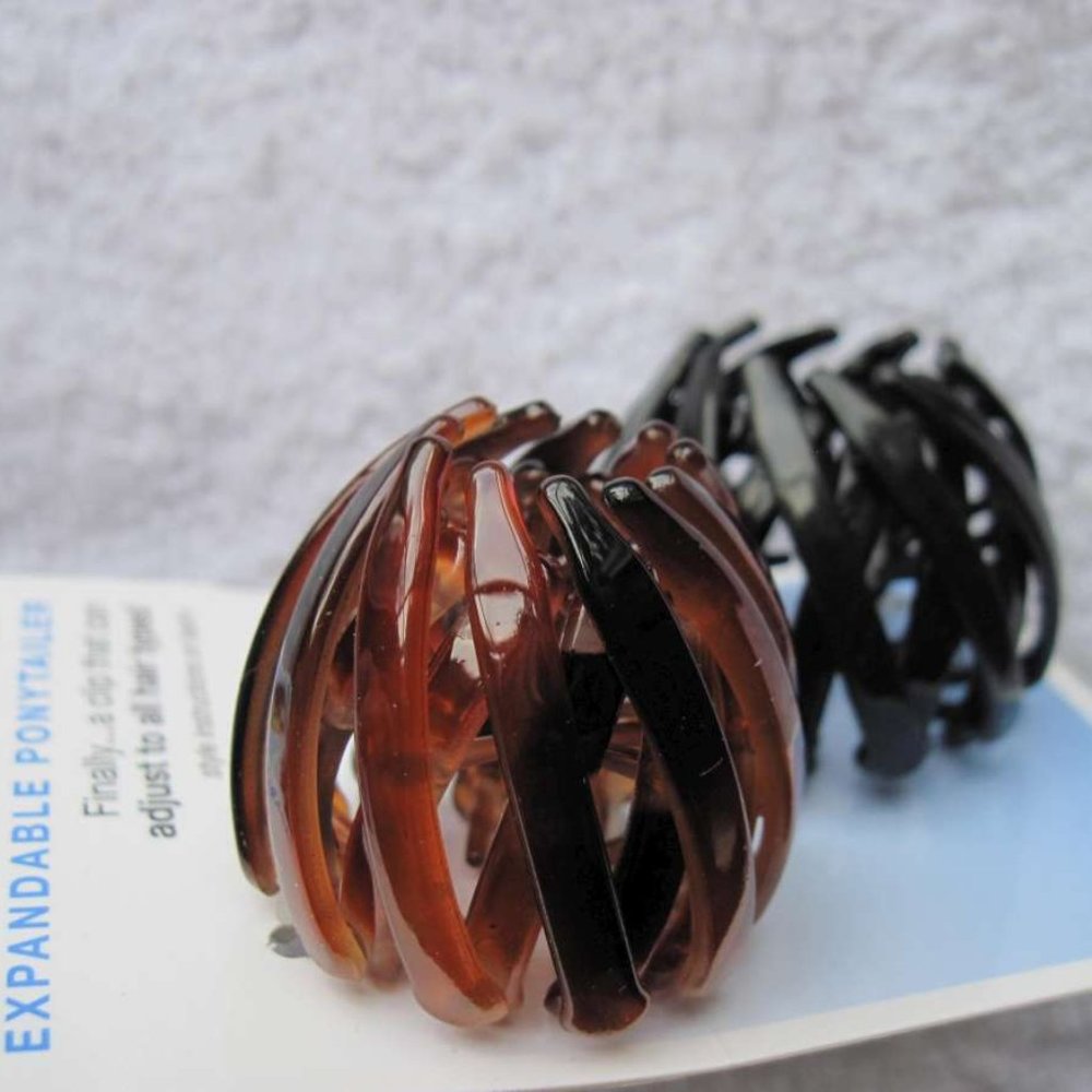 2 Scunci Plastic Expandable Ponytailers Adjusting Hair Clip Spreads Open Closed - Picture 6 of 6